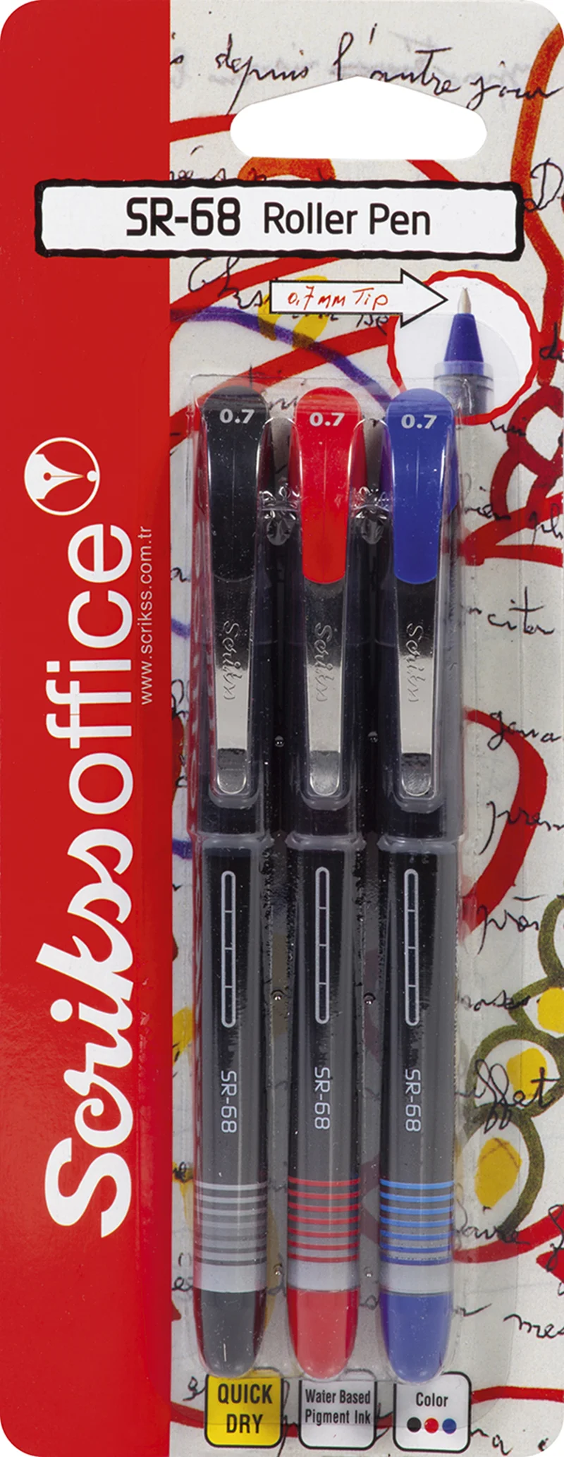 SCRIKSS OFFICE ROLLER KALEM SR-68 0.7 KARIŞIK 3 LÜ BLS.