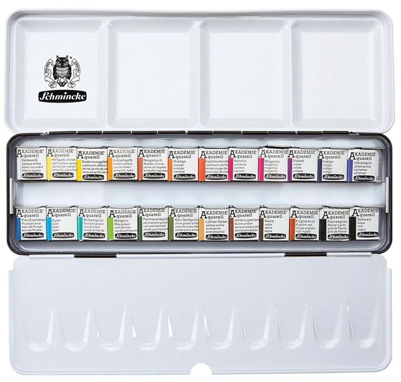 SCHMİNCKE AKADEMİE AQUARELL METAL KUTU SULU BOYA SETİ 24 X YARIM TABLET 75424 75424097