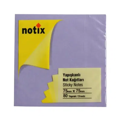 NOTIX YAPIŞKANLI NOT KAĞIDI 75x75 PASTEL MOR 80 YP 51007739