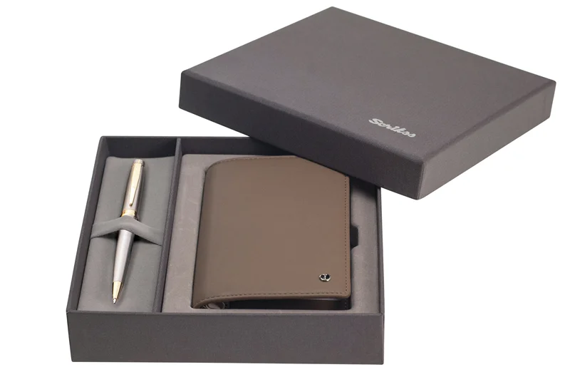 SCRIKSS HEDİYELİK SET DR 238 38 TÜKENMEZ KALEM SATEN ALTIN + JOTTER TABA