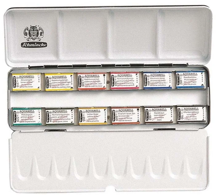 SCHMİNCKE HORADAM AQUARELL METAL KUTU ARTİST SULU BOYA SETİ 12 X TAM TABLET 74312 74312097