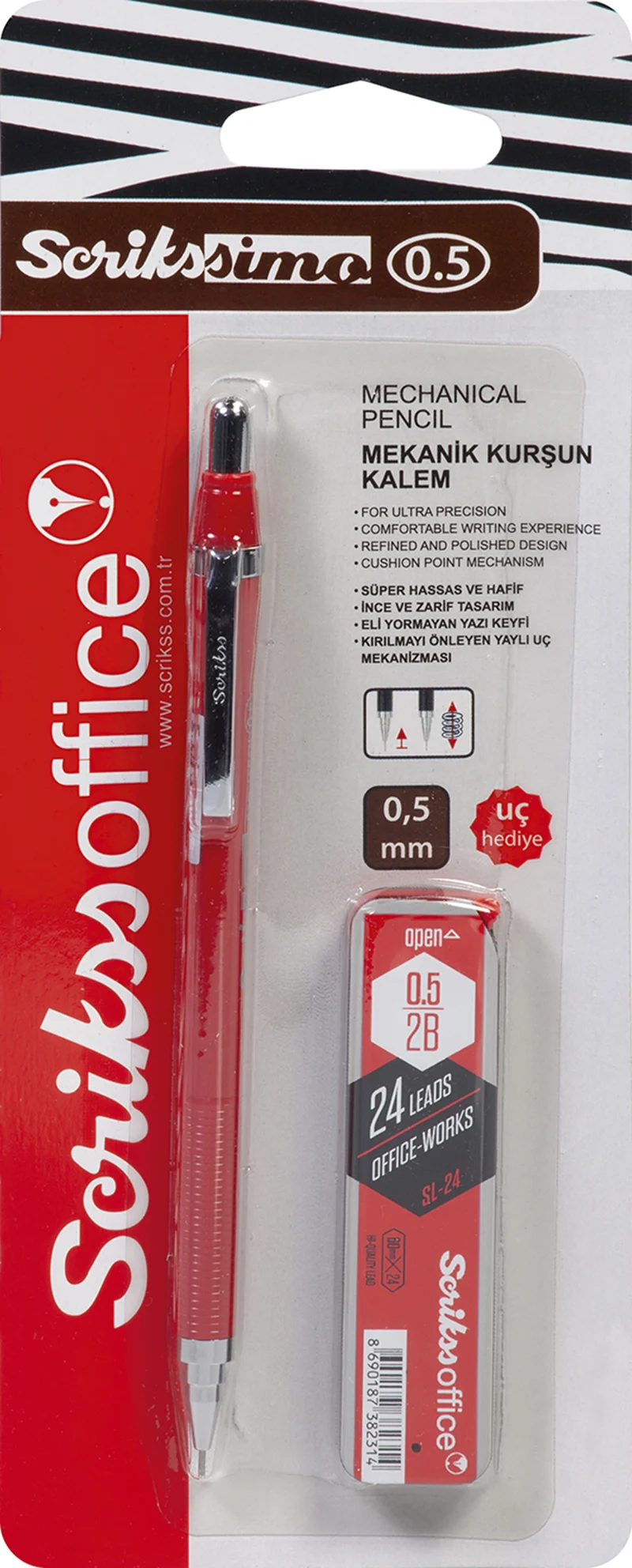 SCRIKSS OFFICE VERSATİL KALEM SIMO COLOR SET 0.5 + MİN KIRMIZI BLS.