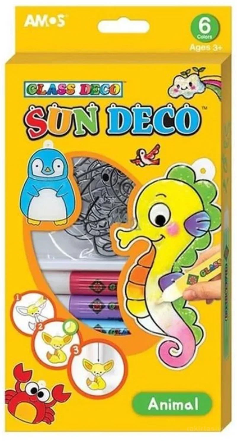 AMOS CAM BOYAMA SETİ SUN DECO HAYVANLAR SD10P-A