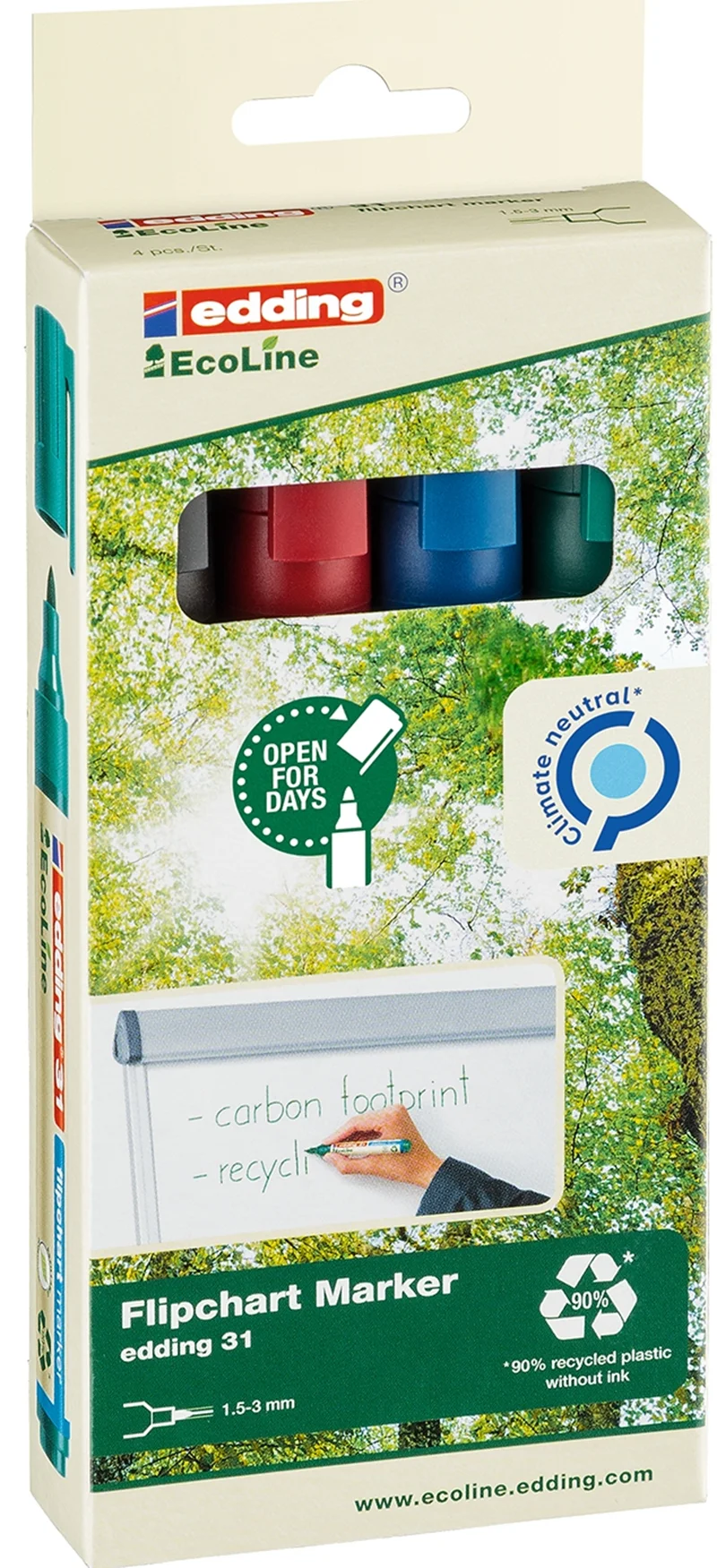 EDDING FLIPCHART KALEMİ ECOLINE E-31 4 LÜ SET