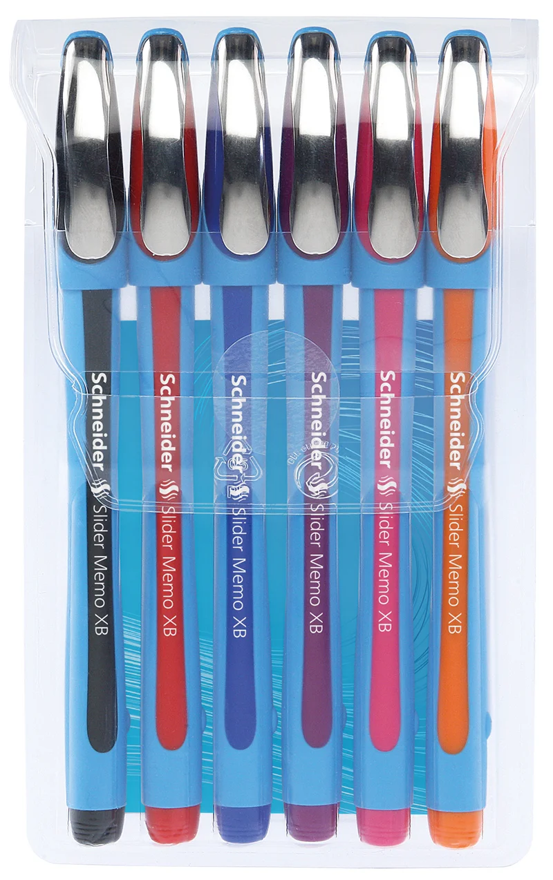SCHNEIDER TÜKENMEZ KALEM SLIDER MEMO SET 6 LI POŞET KARIŞIK RENK SCT512