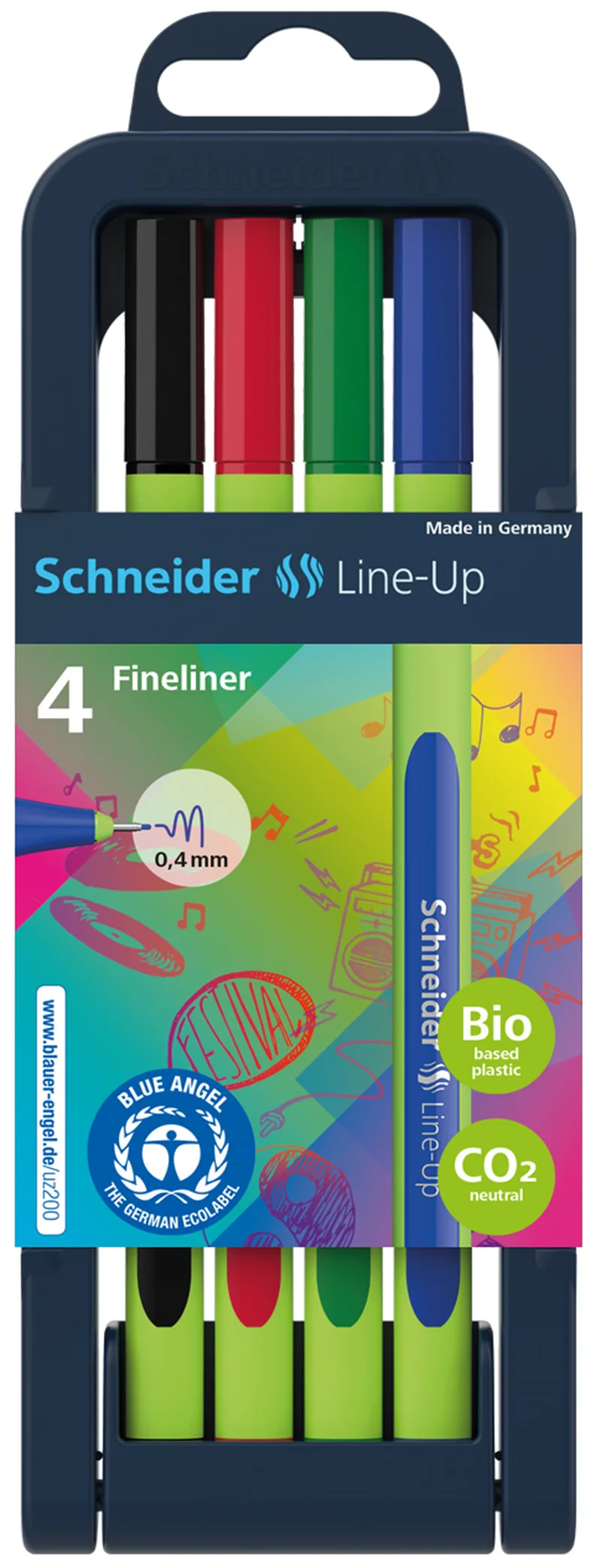 SCHNEIDER FİBER UÇLU KALEM LINE-UP 0.4 SET 4 LÜ KARIŞIK RENK SCT842