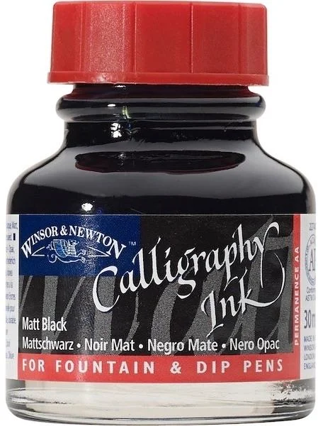 W&N KALİGRAFİ MÜREKKEBİ CALLIGRAPHY INK 30 ML MATT BLACK 030 WN-1110030