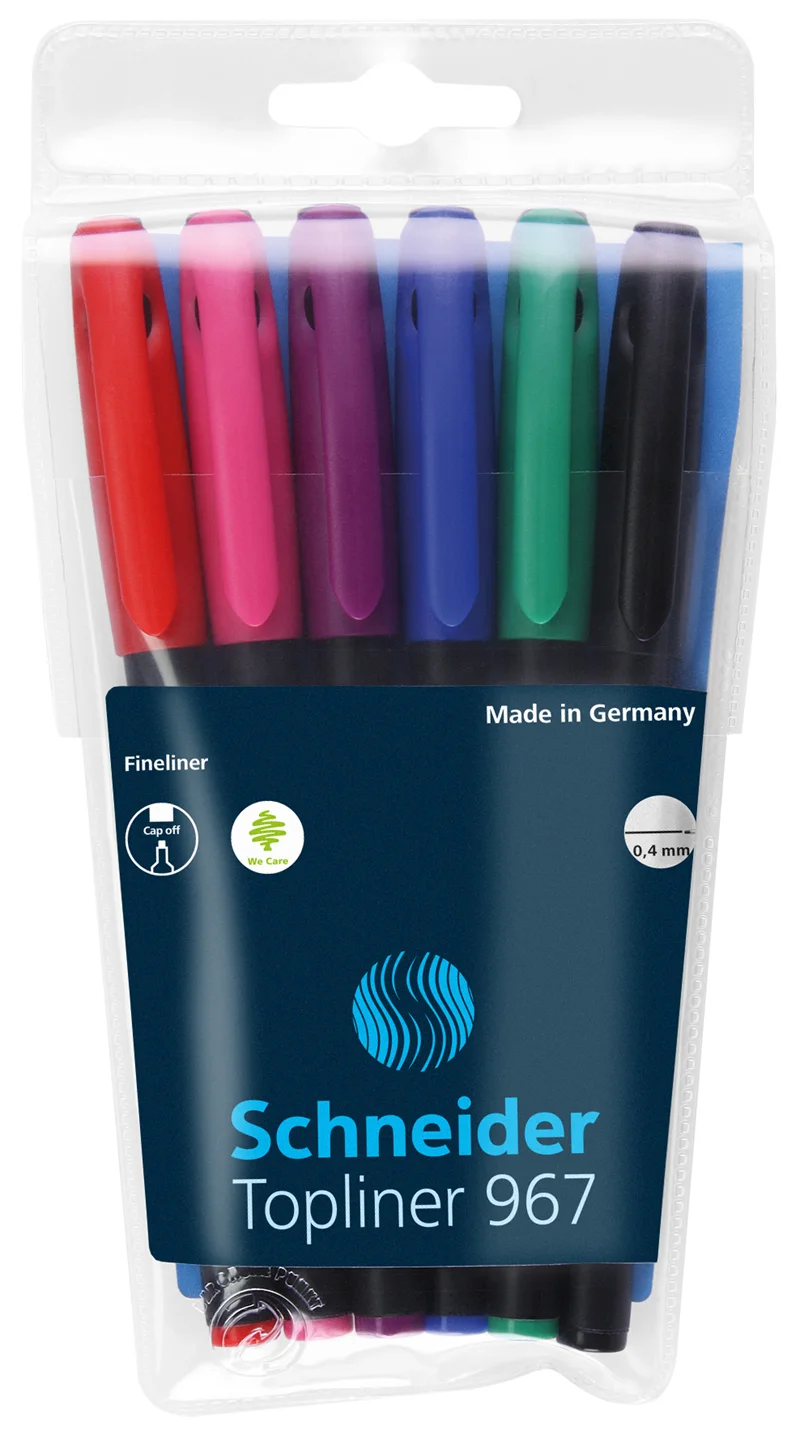 SCHNEIDER FİBER UÇLU KALEM TOPLINER 967 0.4 SET 6 LI POŞET KARIŞIK RENK SCR102