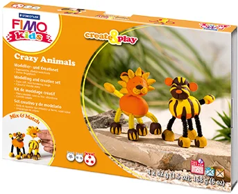 FIMO KIDS MODELLEME KİLİ SET C&amp;P ASLAN VE KAPLAN 8033 07