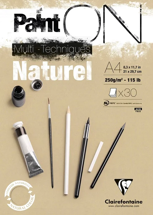 CLAIREFONTAINE ÇİZİM BLOĞU PAINT-ON NATUREL A4 250 GR 30 YP PO96540