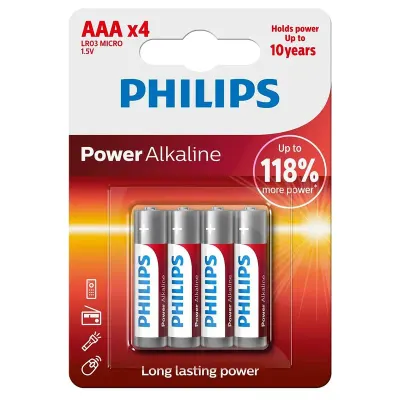PHILIPS LR03P4B/10 POWER ALKALİNE AAA İNCE PİL 4 LÜ
