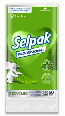 SELPAK RECYCLED PEÇETE GARSON KATLAMA 40x40 CM 1/8 5.76 KG (KOLİ=50 Lİ x 20 PK) 7906905