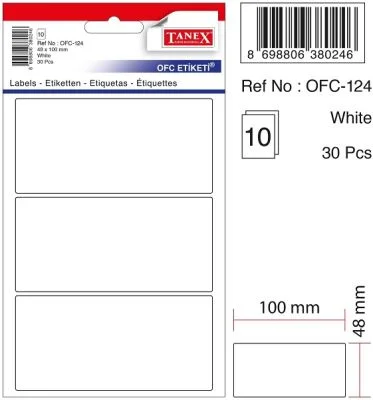 TANEX OFC-124 48x100 mm BEYAZ OFİS ETİKETİ