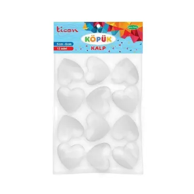 TİCON KÖPÜK KALP 5+6 CM 12 Lİ PAKET 328564