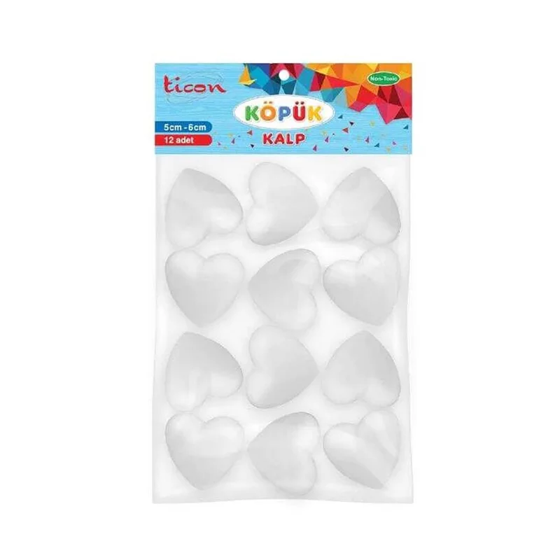 TİCON KÖPÜK KALP 5+6 CM 12 Lİ PAKET 328564