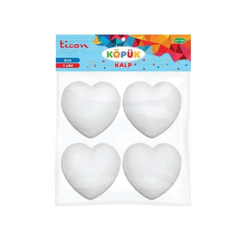 TİCON KÖPÜK KALP 8 CM 4 LÜ PAKET 328566