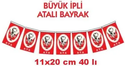 VATAN İPLİ BÜYÜK BOY ATALI BAYRAK 40 LI VT810