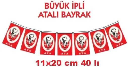 VATAN İPLİ BÜYÜK BOY ATALI BAYRAK 40 LI VT810