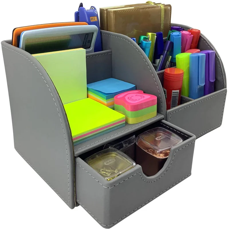 INN DESIGN ORGANİZER ÇEKMECELİ EFSUN SOFT DERİ PASTEL ANTRASİT INN-DD-1057