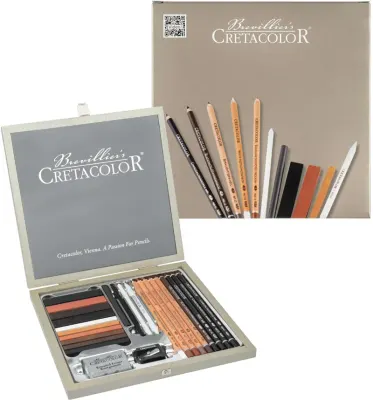 CRETACOLOR PASSİON BOX DRAWİNG SET PREMİUM ÇİZİM SETİ AHŞAP KUTU 25 PARÇA 40041