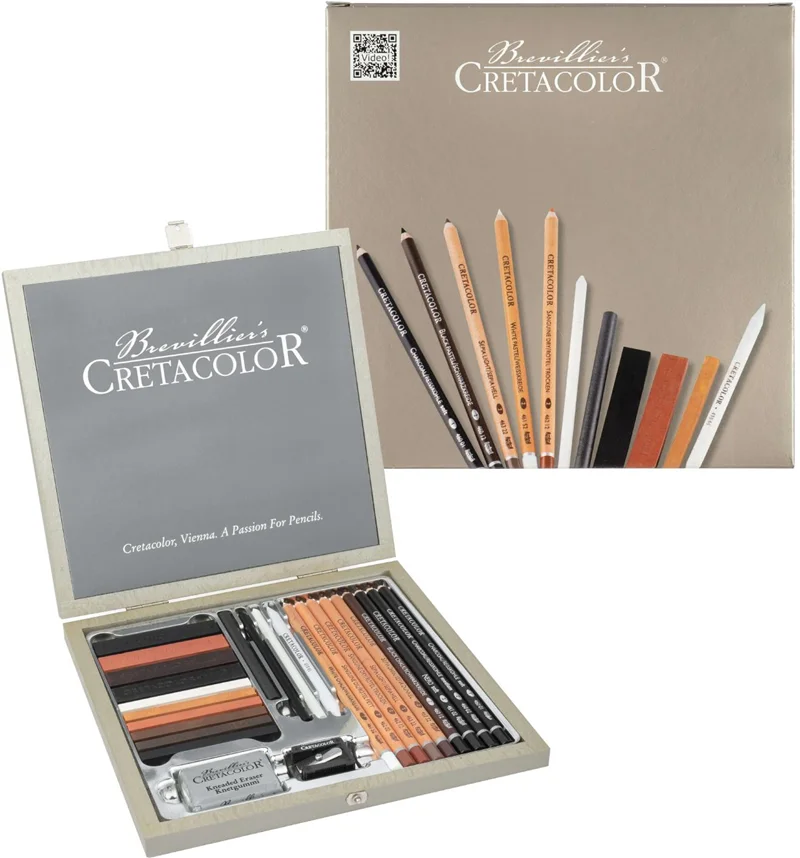 CRETACOLOR PASSİON BOX DRAWİNG SET PREMİUM ÇİZİM SETİ AHŞAP KUTU 25 PARÇA 40041