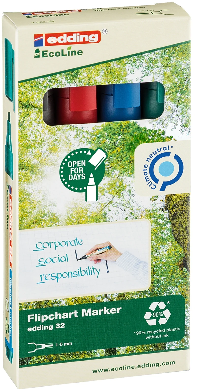 EDDING FLIPCHART KALEMİ ECOLINE E-32 4 LÜ SET