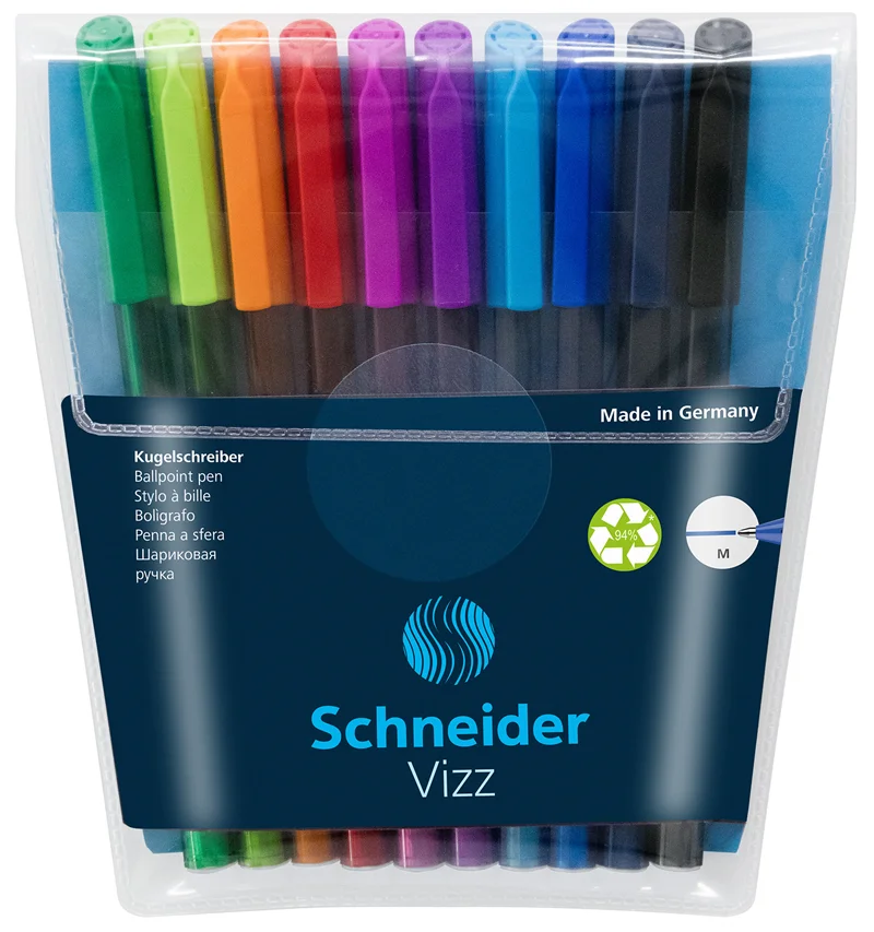 SCHNEIDER TÜKENMEZ KALEM VIZZ M SET 10 LU POŞET KARIŞIK RENK SCT011