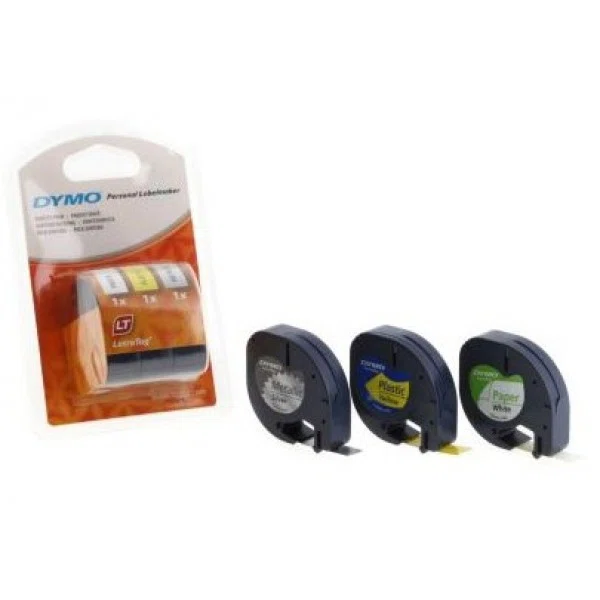 DYMO ŞERİT LETRATAG 3 LÜ ( KAĞIT - PLASTİK SARI - METALİK GRİ ) 59431 S0721800