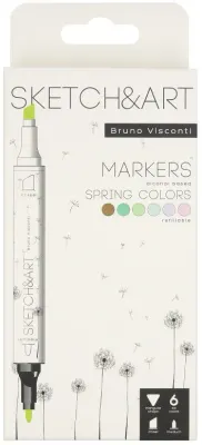 BRUNO VISCONTI TWIN MARKER SKETCH & ART 6 RENK BAHAR MANZARASI 22-0081/04