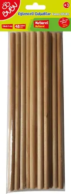 BU-BU EĞLENCELİ ÇUBUKLAR NATÜREL 20x0,5CM 48'Lİ HS0018