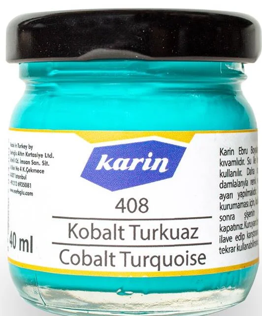 KARİN EBRU BOYASI 408 KOBALT TURKUAZ 40 ML 61408040
