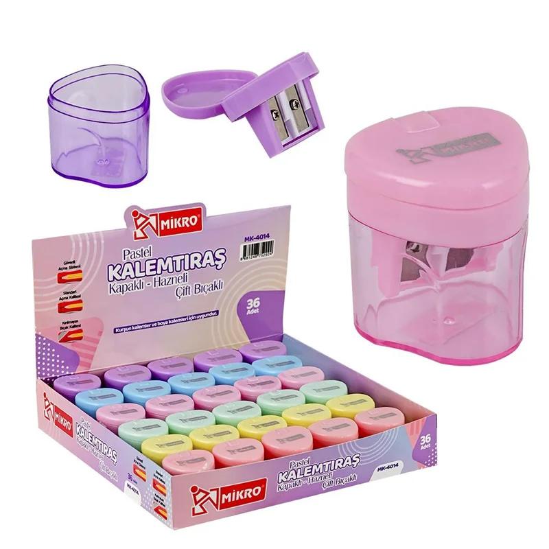 MİKRO KALEMTIRAŞ MK-4014 ÇİFTLİ KAPAKLI HAZNELİ