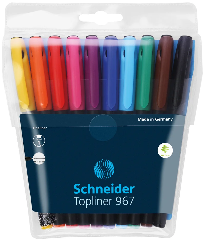 SCHNEIDER FİBER UÇLU KALEM TOPLINER 967 0.4 SET 10 LU POŞET KARIŞIK RENK SCR100