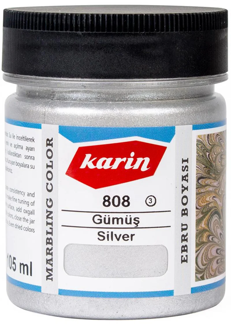 KARİN EBRU BOYASI 105 ML 808 GÜMÜŞ 61808105