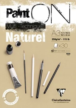 CLAIREFONTAINE ÇİZİM BLOĞU PAINT-ON NATUREL A3 250 GR 30 YP PO96541