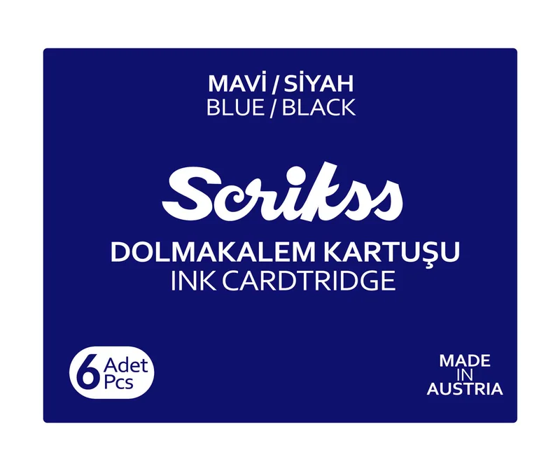 SCRIKSS DOLMA KALEM KARTUŞU 10x6 LI PAKET MAVİ-SİYAH
