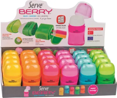 SERVE SİLGİLİ KALEMTIRAŞ BERRY STAND 24 LÜ KARTON SV-BERRY24KT