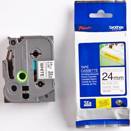 BROTHER PTOUCH ETİKET 24MM BEYAZ-SİYAH TZS251