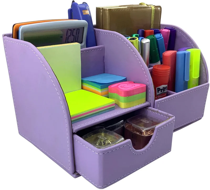 INN DESIGN ORGANİZER ÇEKMECELİ EFSUN SOFT DERİ PASTEL LİLA INN-DD-1052