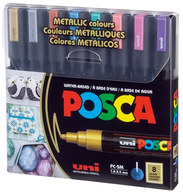 UNİ POSTER MARKÖRÜ POSCA SET PC-5M/8C MC 1.8-2.5 METALİK RENKLER 8 Lİ