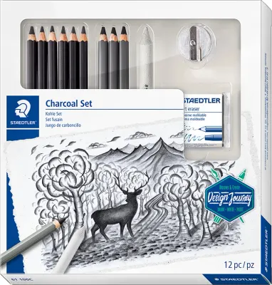 STAEDTLER FÜZEN ESKİZ KALEM MARS LUMOGRAPH CHARCOAL ÇİZİM SETİ 61 100C