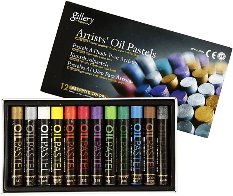MUNGYO PASTEL BOYA GALLERY YUVARLAK YAĞLI 12 Lİ METALİK MOP-12 M