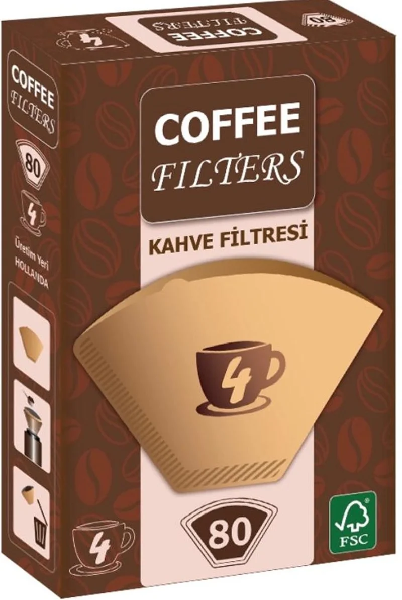 COFFEE FILTERS BROWN NO:4 80 Lİ KAHVE FİLTRE KAĞIDI