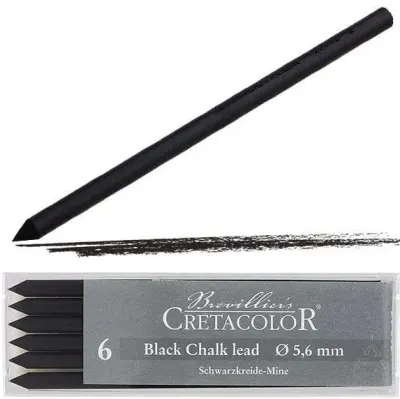 CRETACOLOR BLACK PASTEL MEDİUM SİYAH TEBEŞİR PORTMİN UÇ 5,6MM 6'LI 26012