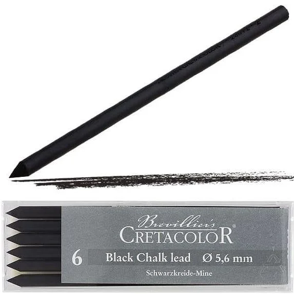 CRETACOLOR BLACK PASTEL MEDİUM SİYAH TEBEŞİR PORTMİN UÇ 5,6MM 6'LI 26012