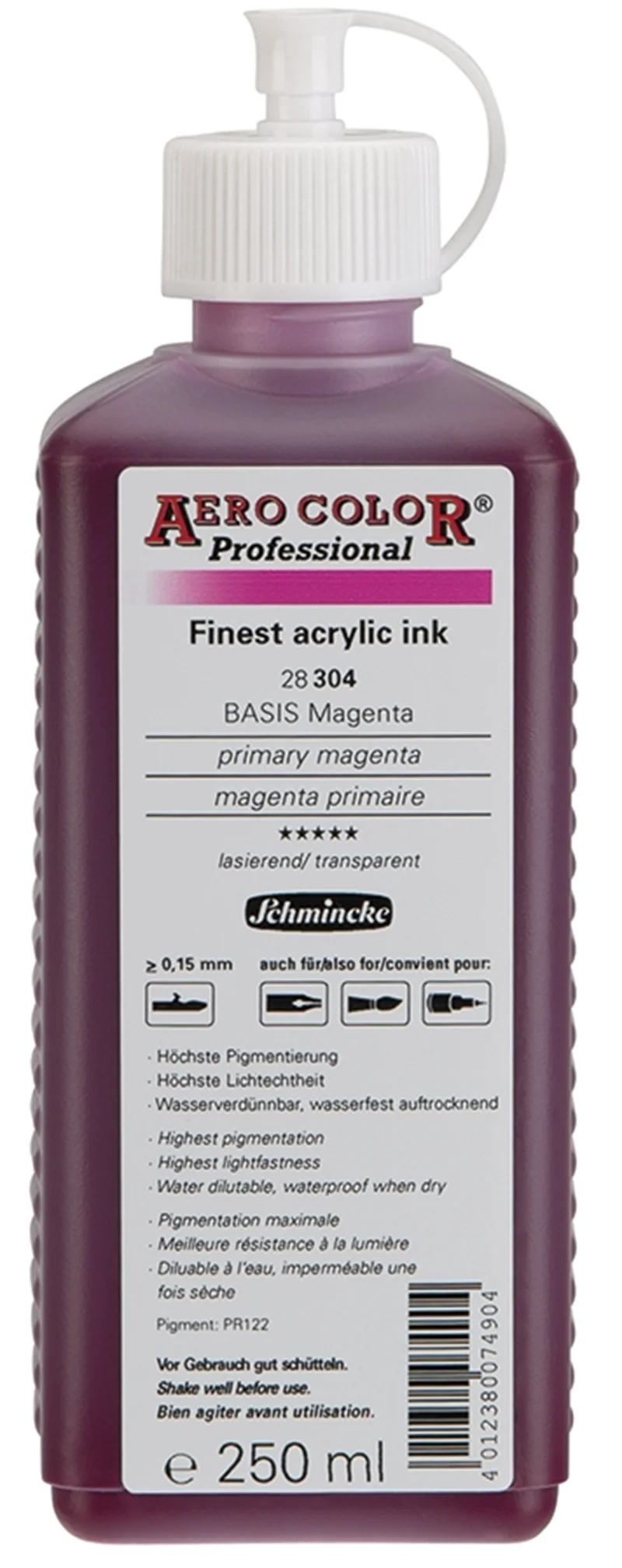SCHMİNCKE AERO COLOR AKRİLİK MÜREKKEP 250 ML 304 PRİMARY MAGENTA 28304027