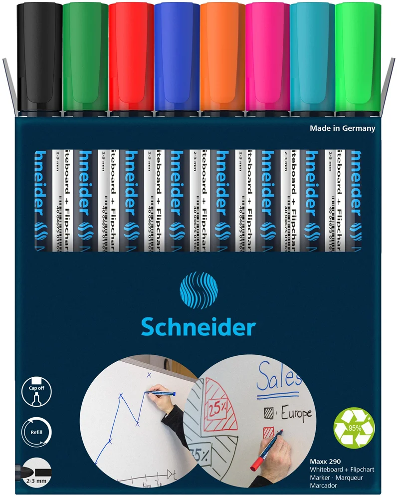 SCHNEIDER BEYAZ TAHTA KALEMİ MAXX 290 SET 8 Lİ KARIŞIK RENK SCM306