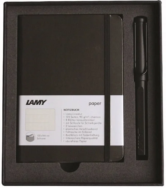 LAMY ROLLER KALEM SET SAFARI MAT SİYAH+DEFTER A6 MAT SİYAH B4MS-317