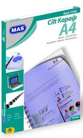MAS CİLT KAPAĞI 7740 A4 160 MIC 100 LÜ BUZLU
