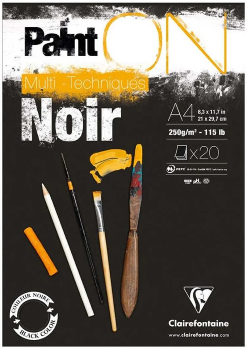 CLAIREFONTAINE ÇİZİM BLOĞU PAINT-ON BLACK A4 250 GR 20 YP PO975169